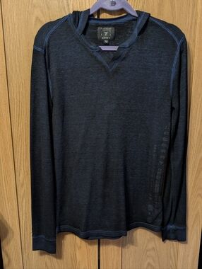 Guess Men’s Navy Hooded Long-Sleeve Shirt with Blue Stitching